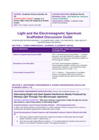 Light & the Electromagnetic Spectrum Scaffolded Phenomena-Based Lesson: Alternating Bright and Dark Spatial Interference Bands Produced by Shining Light Through Two Microscopic Apertures Teacher Discussion Guide sample page