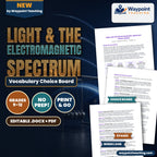 Light & the Electromagnetic Spectrum Vocabulary Choice Board cover