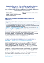 Magnetic Force on Current-Carrying Conductors and DC Electric Motors CER Phenomena Worksheet sample page