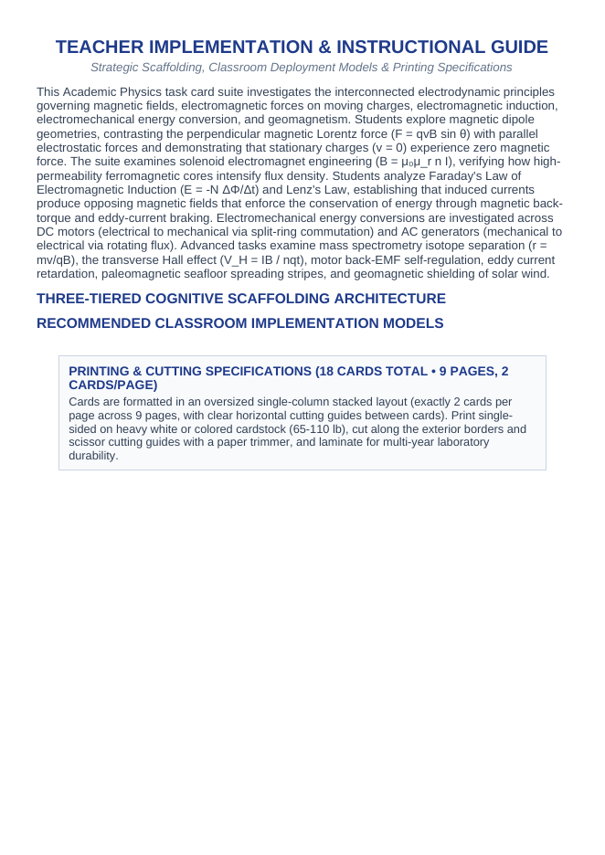 Magnetism & Electromagnetism CER Task Cards sample page