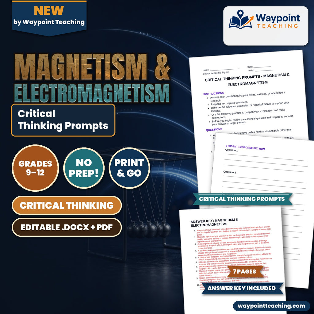 Magnetism & Electromagnetism Critical Thinking Prompts cover