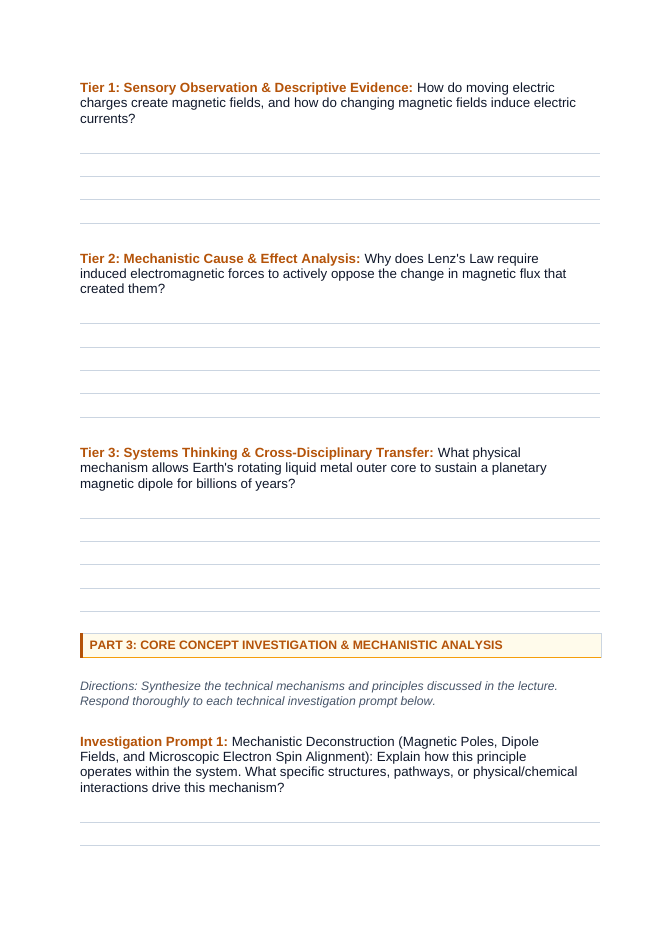 Magnetism & Electromagnetism Phenomena-Based Lesson: Electromagnetic Propulsion in 600 km/h Maglev Trains and Earth's Geodynamo Shielding the Biosphere from Solar Wind Student Response Sheet sample page