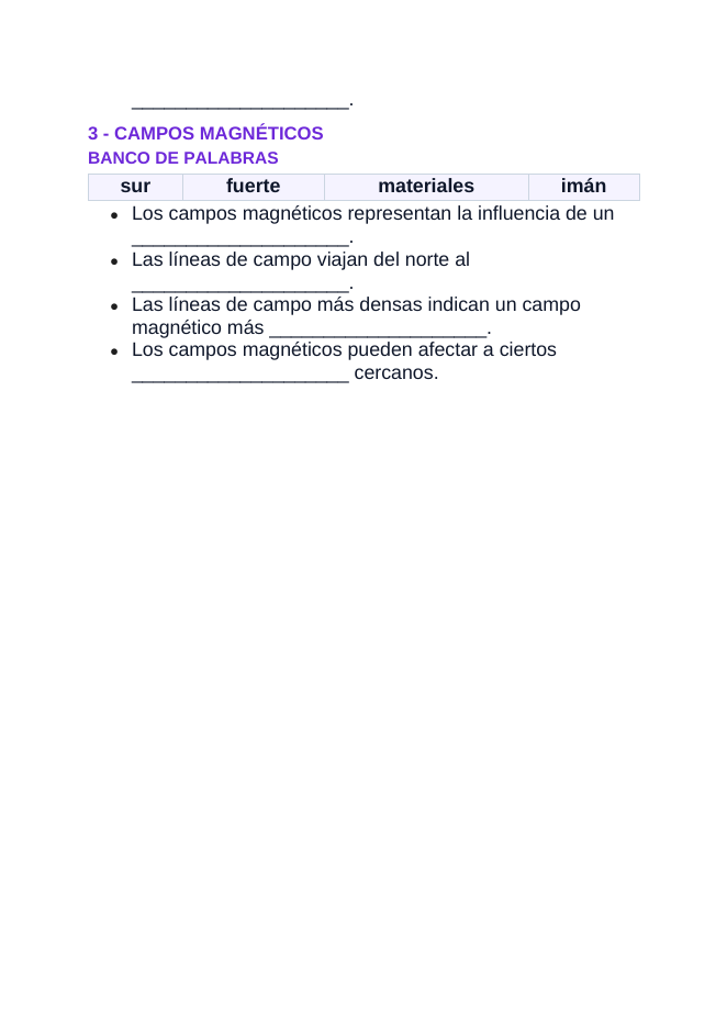 Magnetism & Electromagnetism Spanish Guided Notes sample page