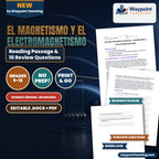 Magnetism & Electromagnetism Spanish Reading Passage & Comprehension Questions cover