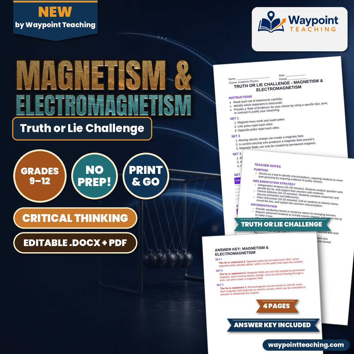 Magnetism & Electromagnetism Truth or Lie Challenge cover