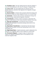 Magnetism & Electromagnetism Vocabulary Words & Definitions sample page