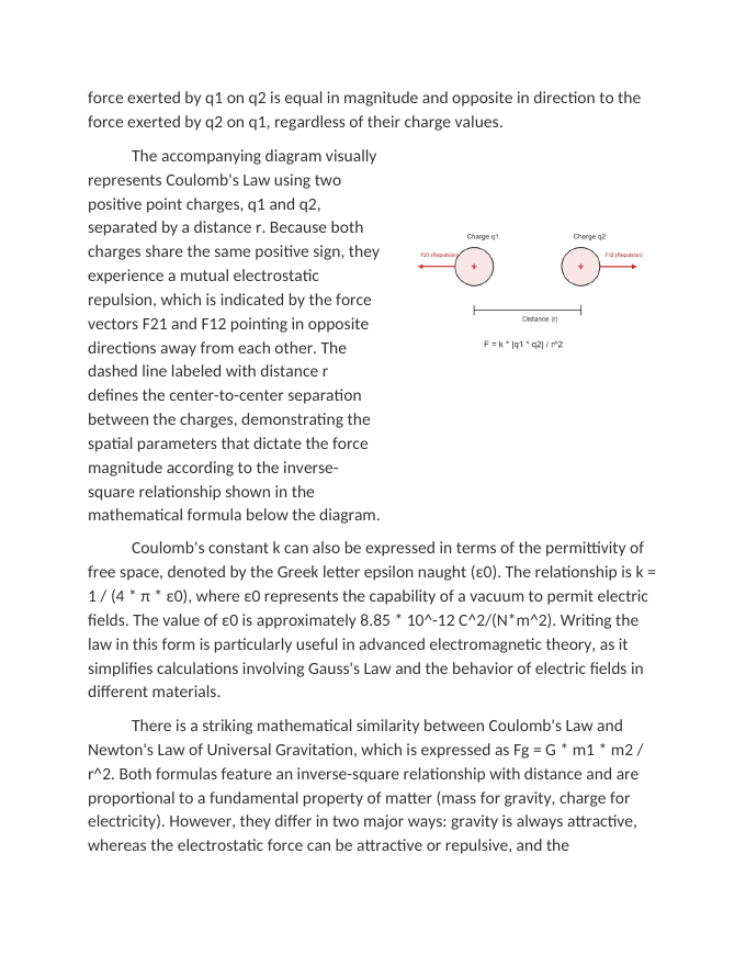 Mathematical Representations of Coulombs Law Reading Worksheet sample page