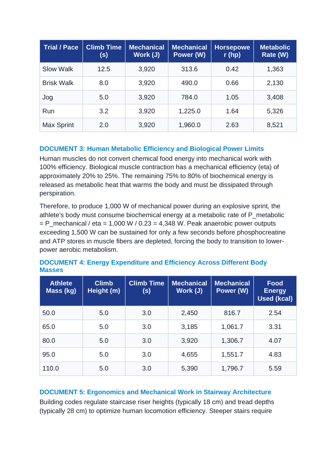 Mechanical Power and Metabolic Energy Consumption in Stair Climbing CER Phenomena Worksheet sample page