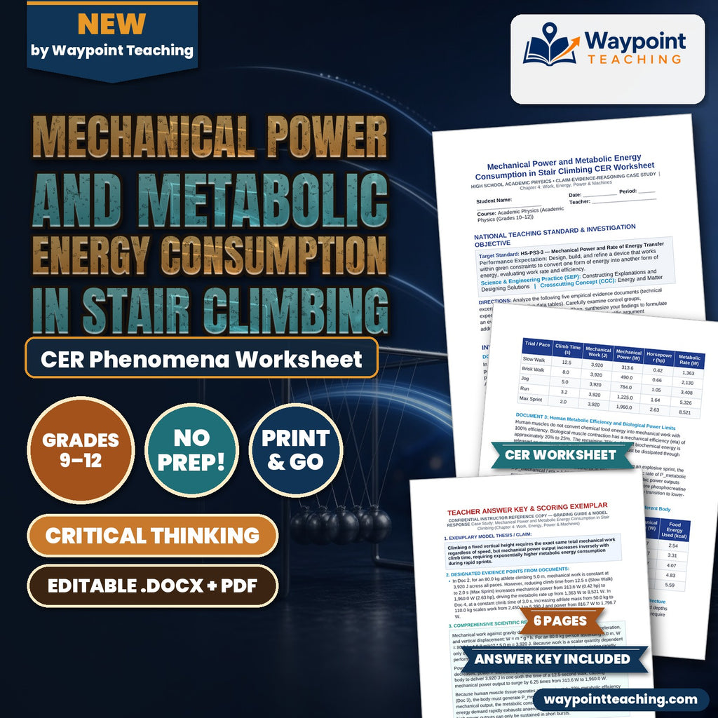 Mechanical Power and Metabolic Energy Consumption in Stair Climbing CER Phenomena Worksheet cover