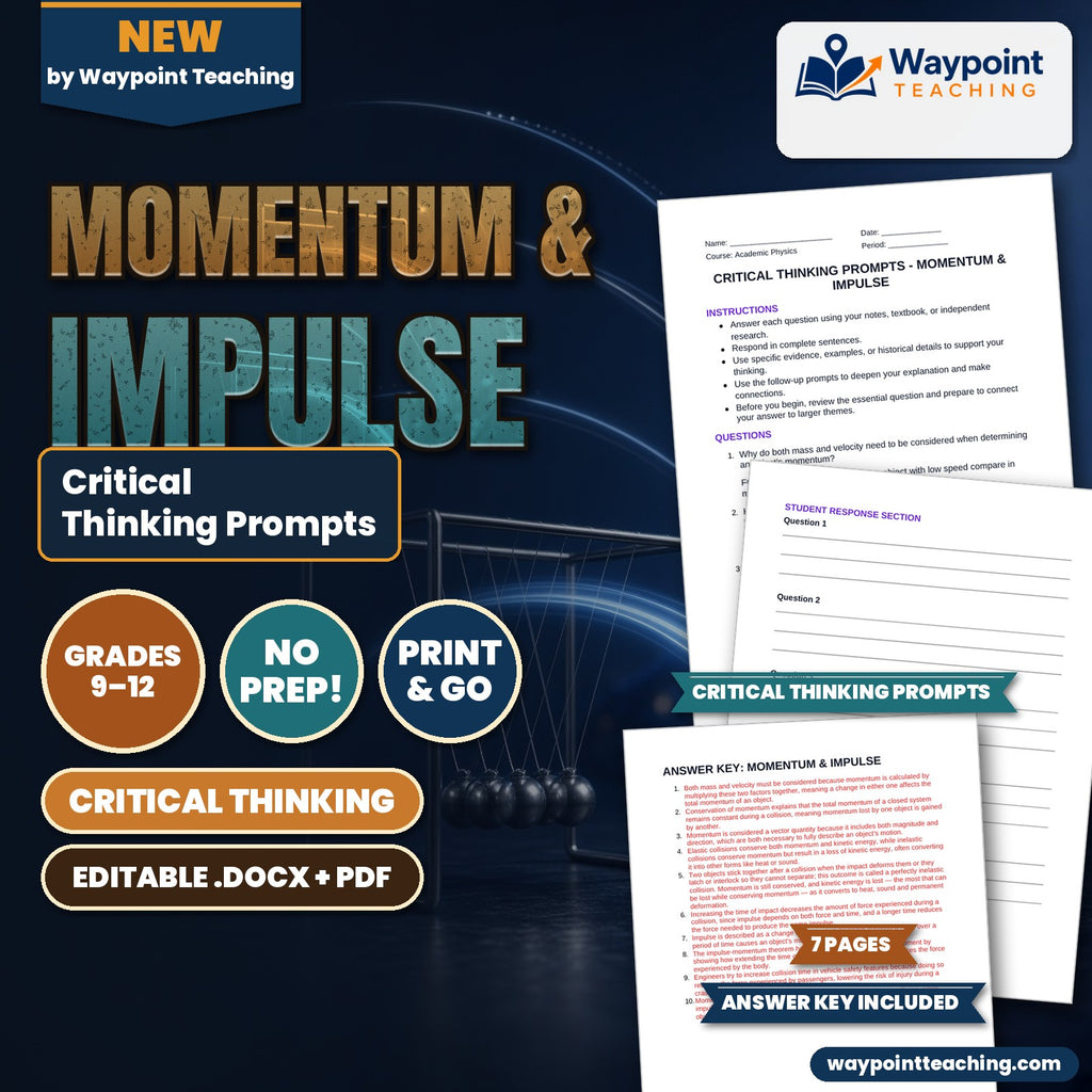 Momentum & Impulse Critical Thinking Prompts cover