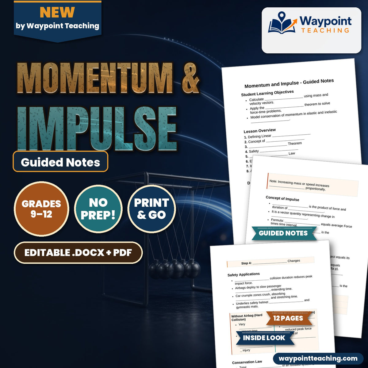 Momentum & Impulse Guided Notes cover
