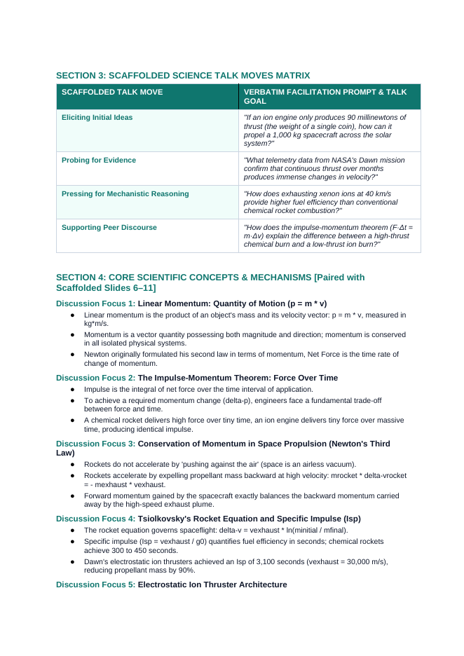 Momentum & Impulse Scaffolded Phenomena-Based Lesson: Accelerating a Interplanetary Spacecraft to 40,000 km/h Using the Thrust of a Single Sheet of Paper Teacher Discussion Guide sample page
