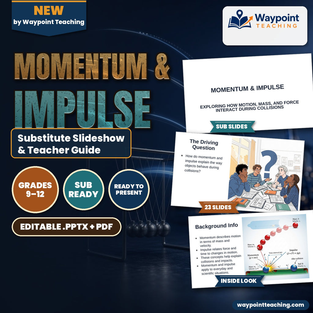 Momentum & Impulse Substitute Slideshow & Teacher Guide cover