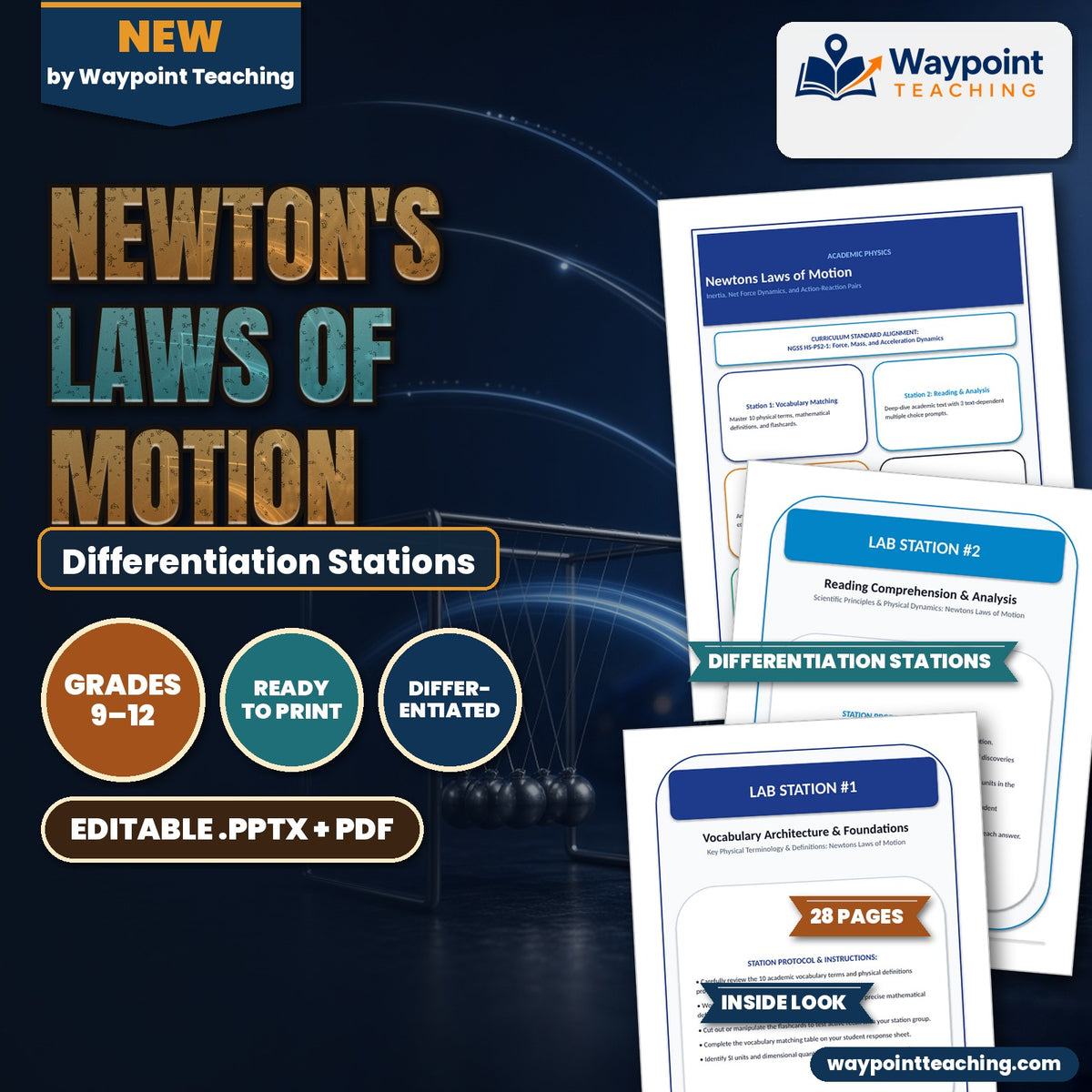 Newton's Laws of Motion Differentiation Stations cover