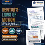 Newton's Laws of Motion Fill-in-the-Blank Vocabulary Worksheet cover