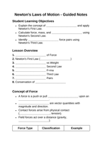 Newton's Laws of Motion Guided Notes sample page