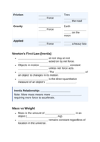 Newton's Laws of Motion Guided Notes sample page