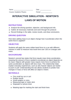 Newton's Laws of Motion Interactive Simulation sample page