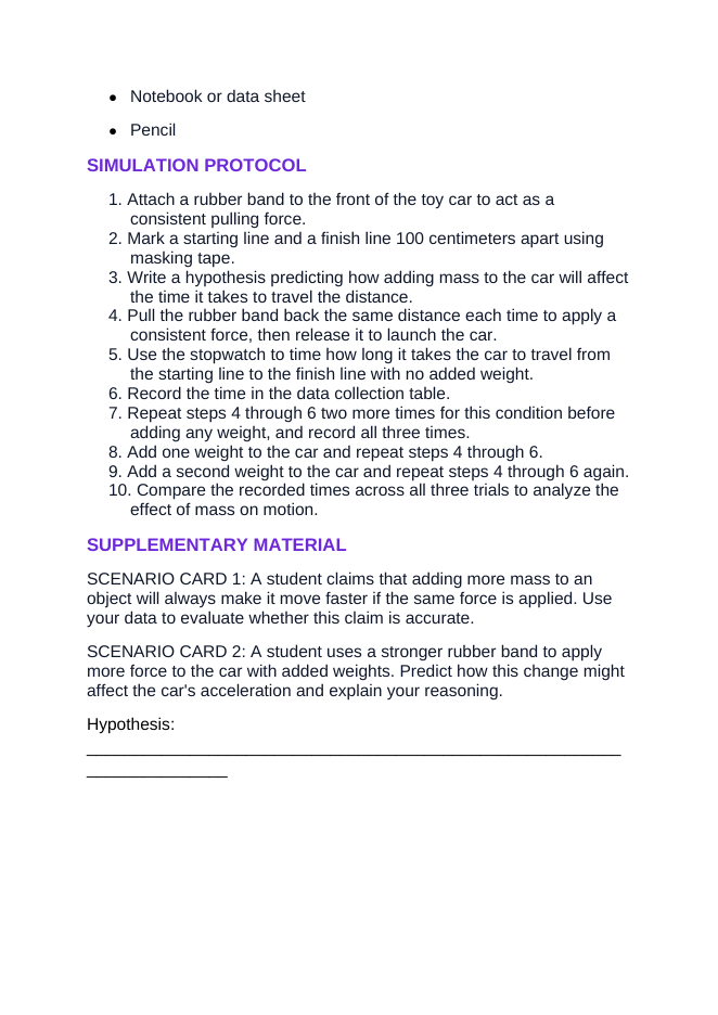 Newton's Laws of Motion Interactive Simulation sample page