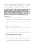 Newton's Laws of Motion Spanish Reading Passage & Comprehension Questions sample page