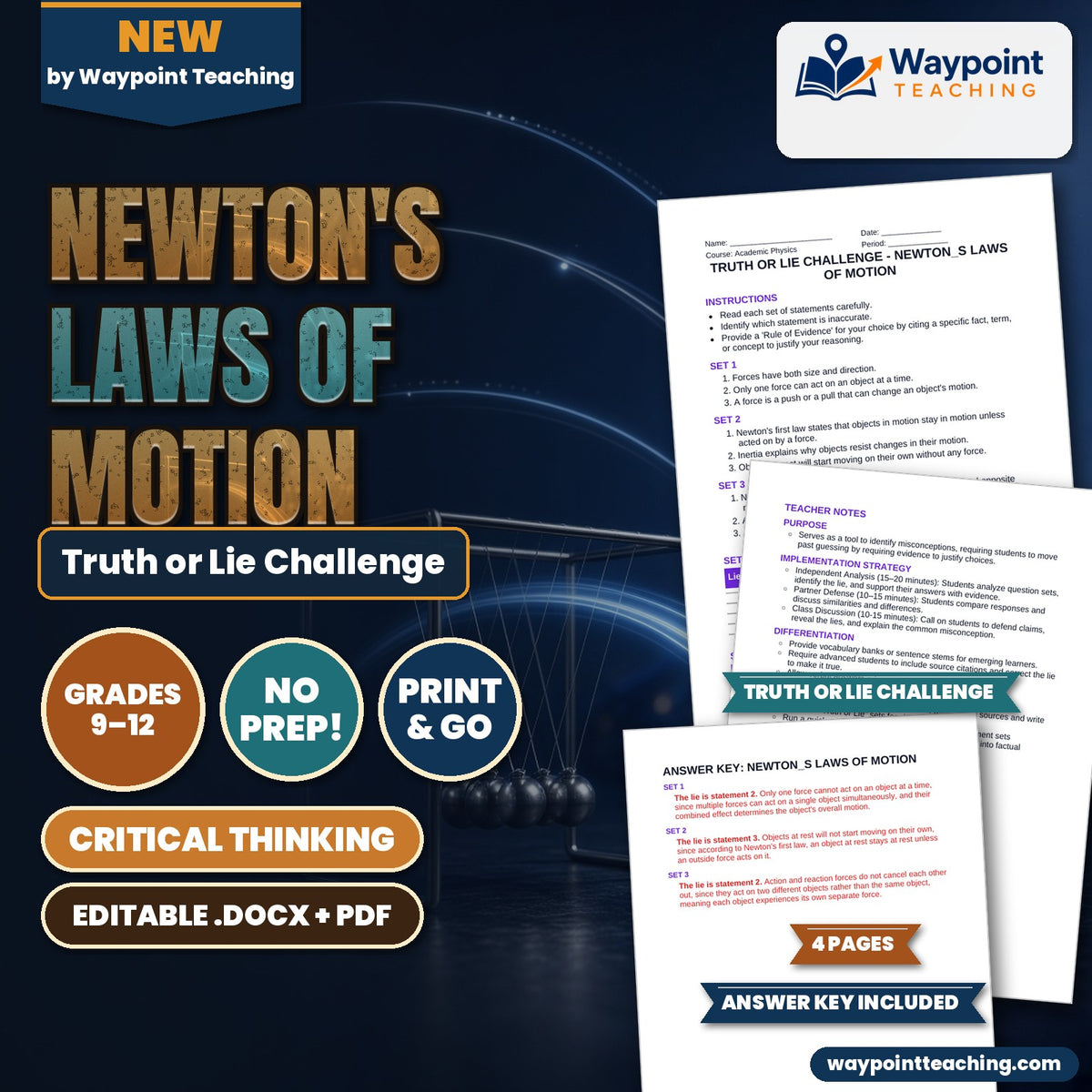 Newton's Laws of Motion Truth or Lie Challenge cover