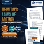 Newton's Laws of Motion Vocabulary Choice Board cover