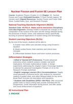 Nuclear Fission & Fusion 5E Lesson Plan sample page