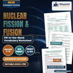 Nuclear Fission & Fusion Fill-in-the-Blank Vocabulary Worksheet cover