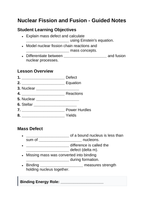 Nuclear Fission & Fusion Guided Notes sample page