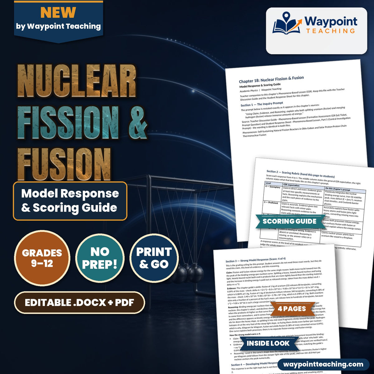 Nuclear Fission & Fusion Model Response & Scoring Guide cover