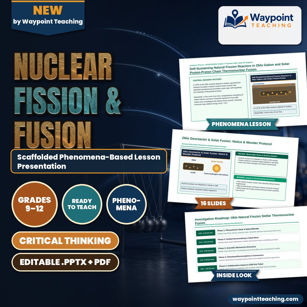Nuclear Fission & Fusion Scaffolded Phenomena-Based Lesson: Self-Sustaining Natural Fission Reactors in Oklo Gabon and Solar Proton-Proton Chain Thermonuclear Fusion Presentation cover