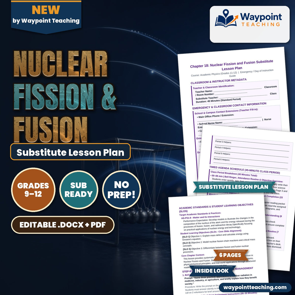 Nuclear Fission & Fusion Substitute Lesson Plan cover