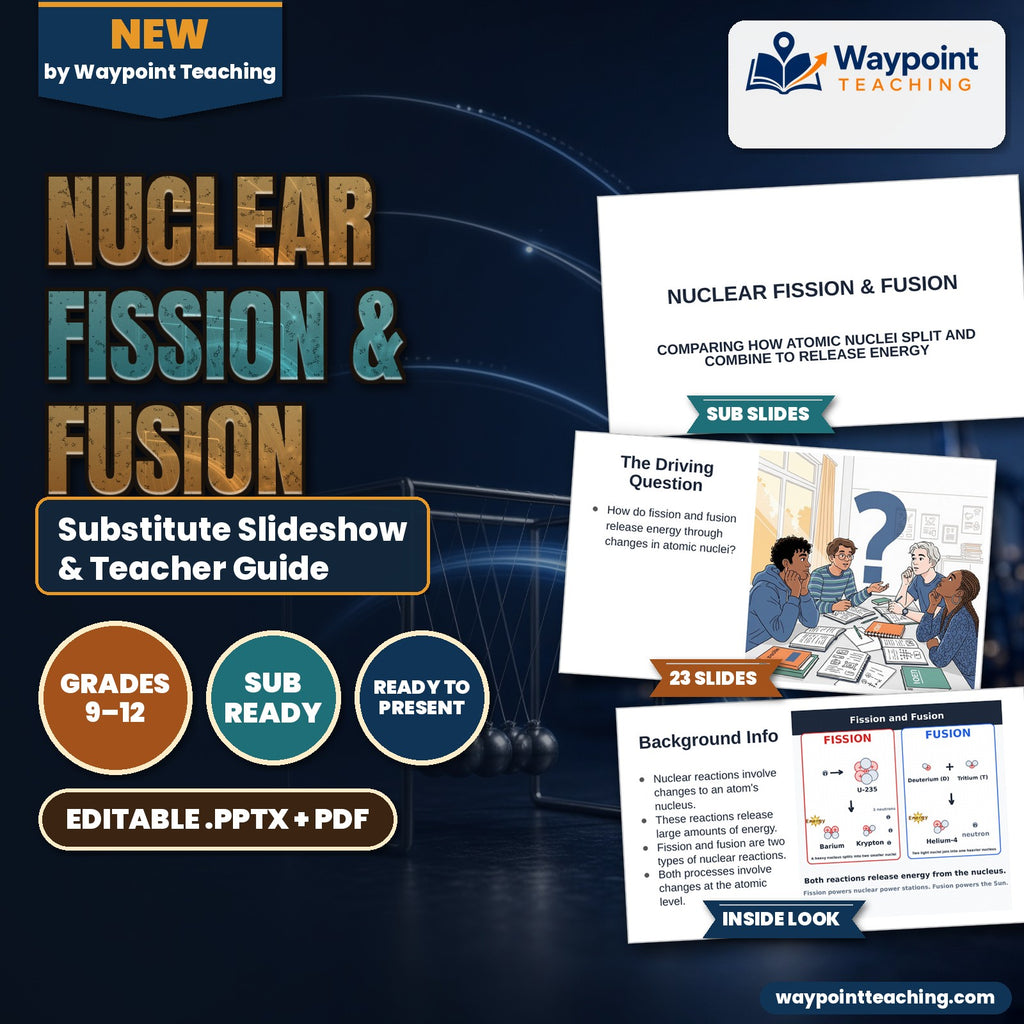 Nuclear Fission & Fusion Substitute Slideshow & Teacher Guide cover