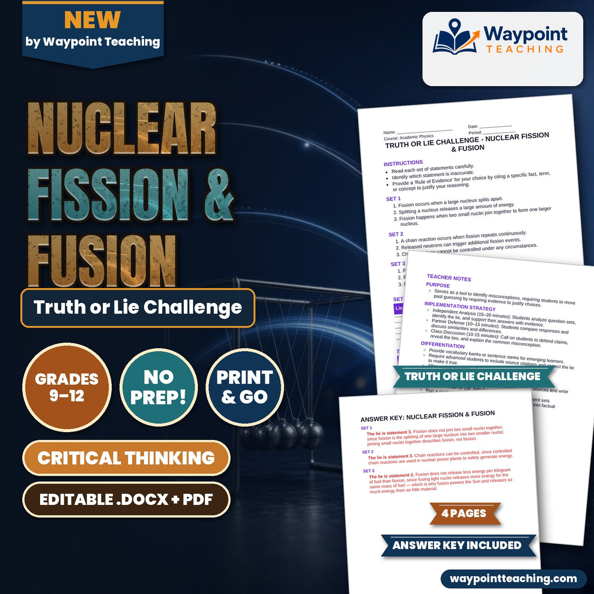 Nuclear Fission & Fusion Truth or Lie Challenge cover