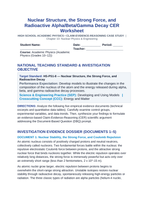 Nuclear Structure, the Strong Force, and Radioactive Alpha/Beta/Gamma Decay CER Phenomena Worksheet sample page