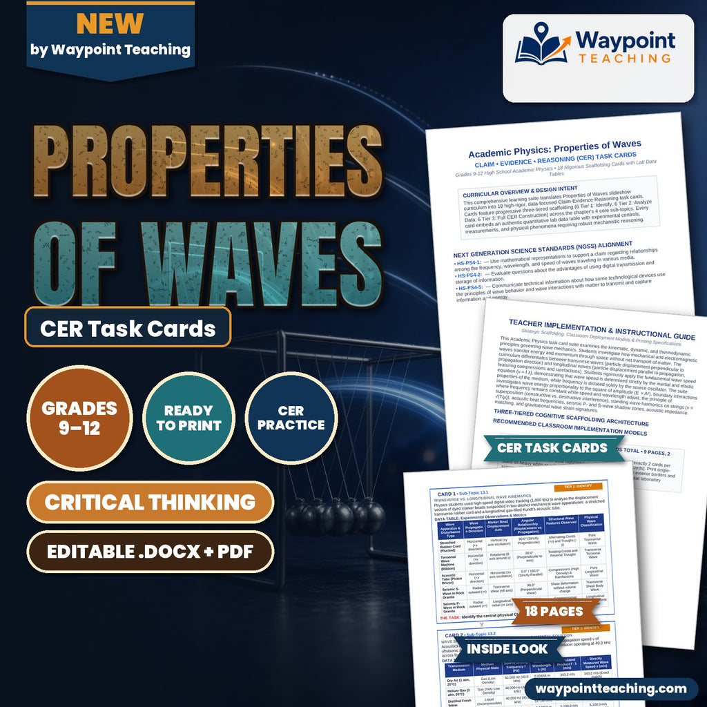Properties of Waves CER Task Cards cover