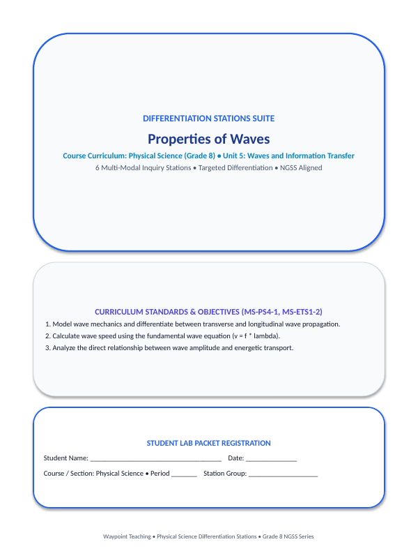 Properties of Waves Differentiation Stations sample page