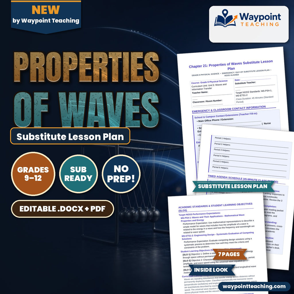 Properties of Waves Substitute Lesson Plan cover