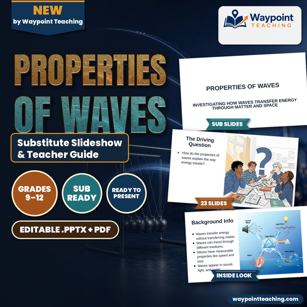 Properties of Waves Substitute Slideshow & Teacher Guide cover