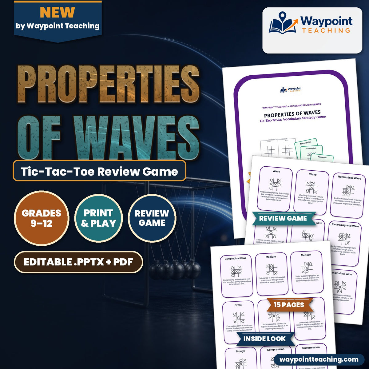 Properties of Waves Tic-Tac-Toe Review Game cover