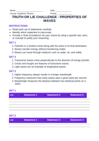 Properties of Waves Truth or Lie Challenge sample page