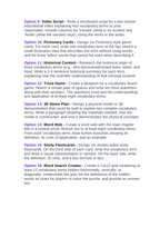Properties of Waves Vocabulary Choice Board sample page