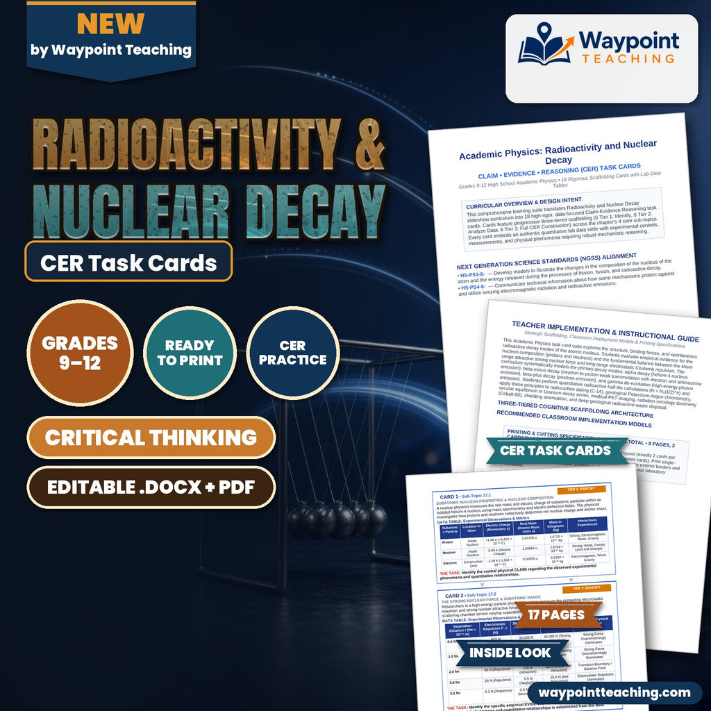 Radioactivity & Nuclear Decay CER Task Cards cover