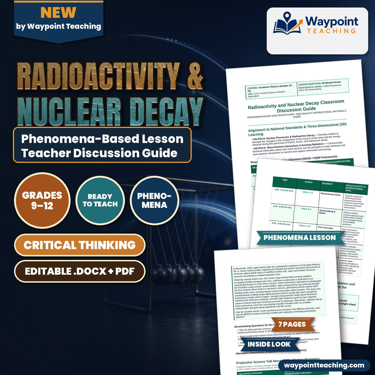 Radioactivity & Nuclear Decay Phenomena-Based Lesson: Radiolytic Camera Degradation and Heavy Alpha, Beta, and Gamma Shielding Around the Chernobyl Corium 'Elephant's Foot' Teacher Discussion Guide cover