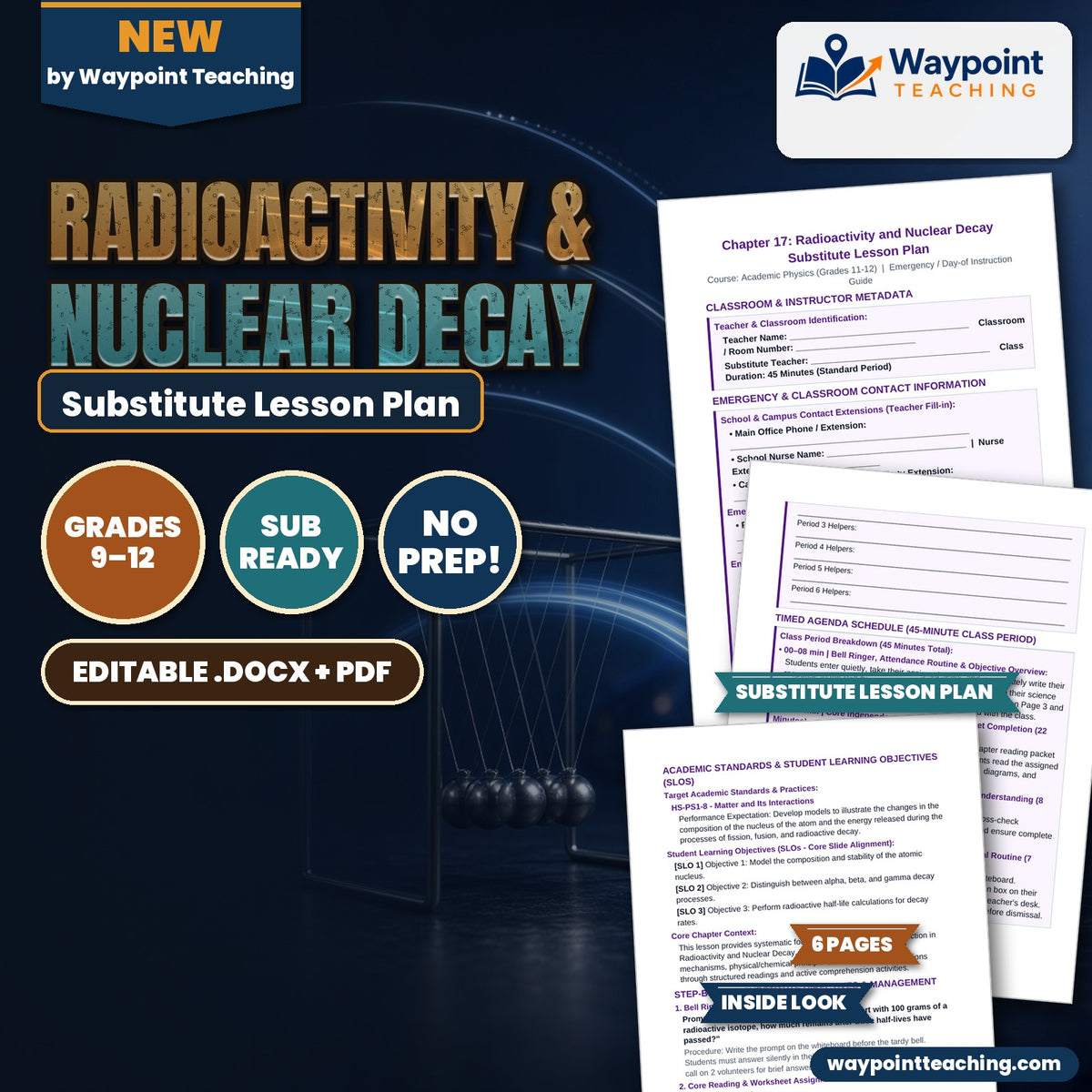 Radioactivity & Nuclear Decay Substitute Lesson Plan cover
