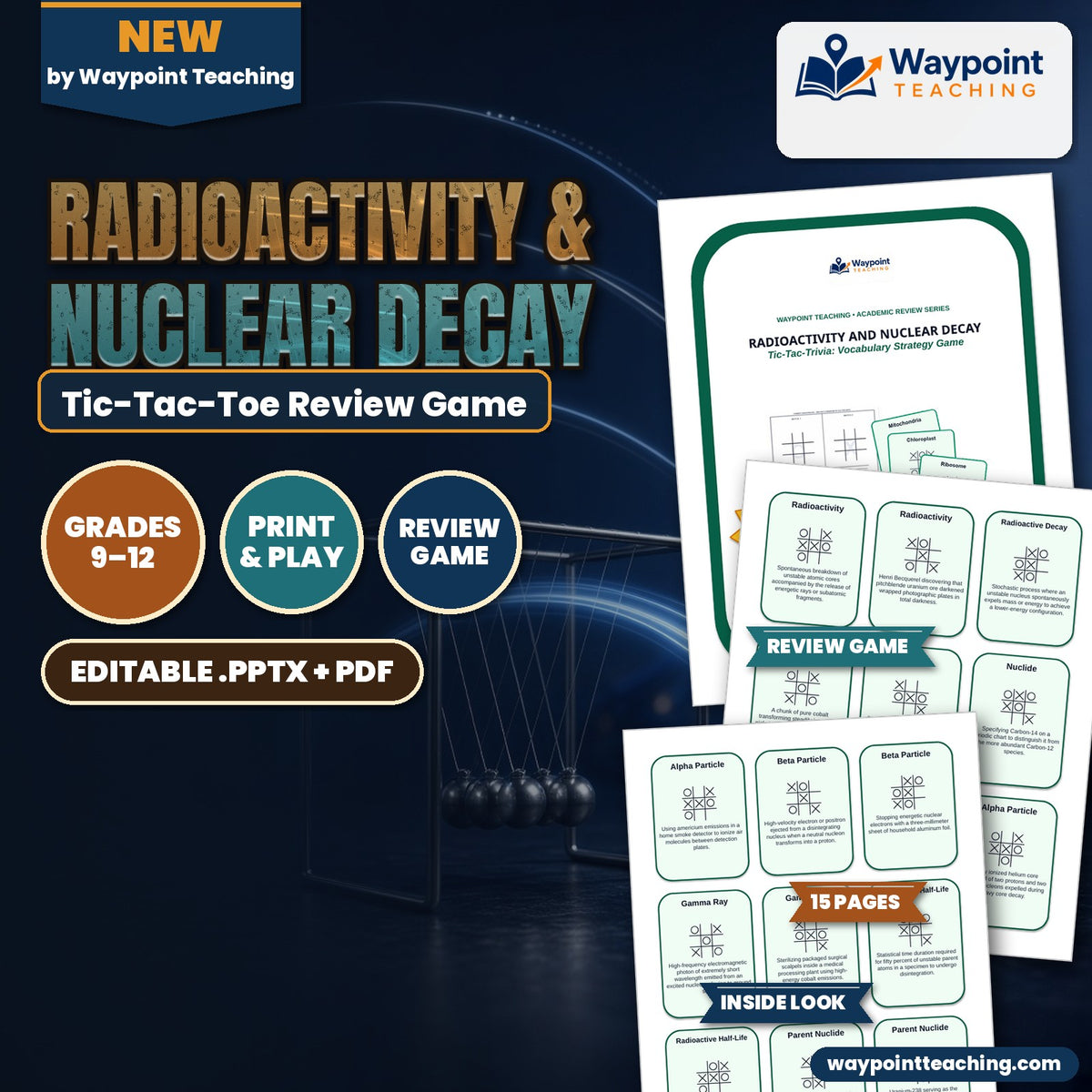 Radioactivity & Nuclear Decay Tic-Tac-Toe Review Game cover