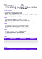 Radioactivity & Nuclear Decay Truth or Lie Challenge sample page