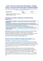 Series Circuits: Equivalent Resistance, Voltage Drops, and Current Conservation CER Phenomena Worksheet sample page