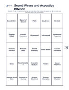 Sound Waves & Acoustics BINGO Review Game sample page