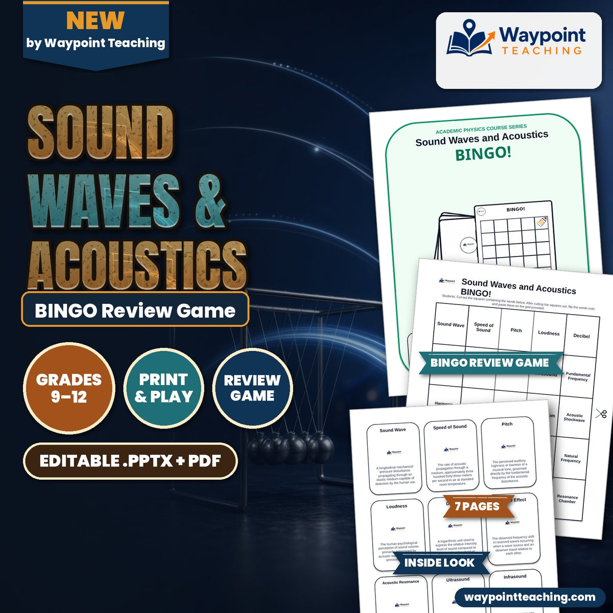 Sound Waves & Acoustics BINGO Review Game cover